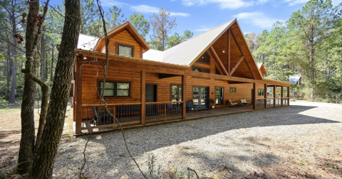 Get Away From It All At This Log Cabin With Its Own Indoor Slide In Oklahoma